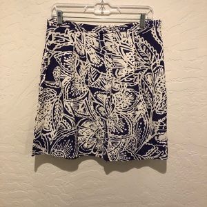 LOFT Purple & White Linen Skirt